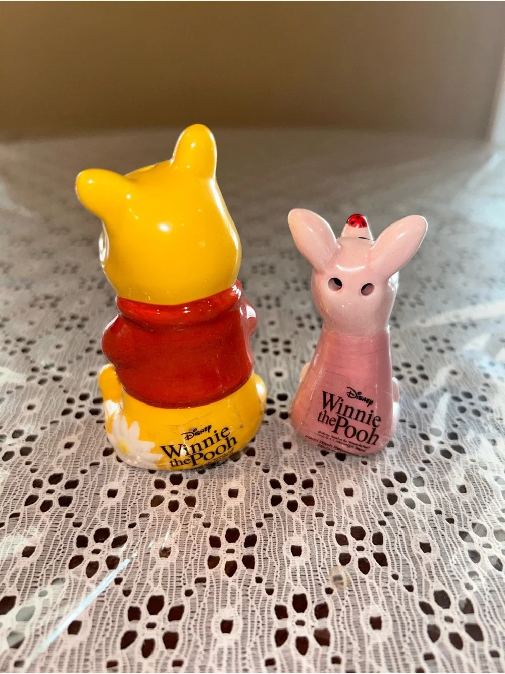 Winnie-the-Pooh and Piglet Floral Ceramic Salt and Pepper Set